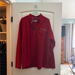 Orvis Men's Red Zip-Up Sweater with Chest Pocket